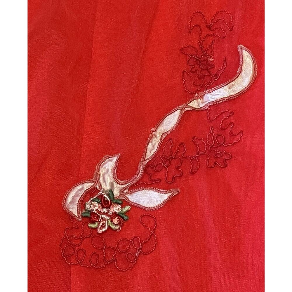 Vtg S M Movie Star Red Babydoll Silky Soft Nylon Nightgown Nightie Embroidered - Picture 5 of 11